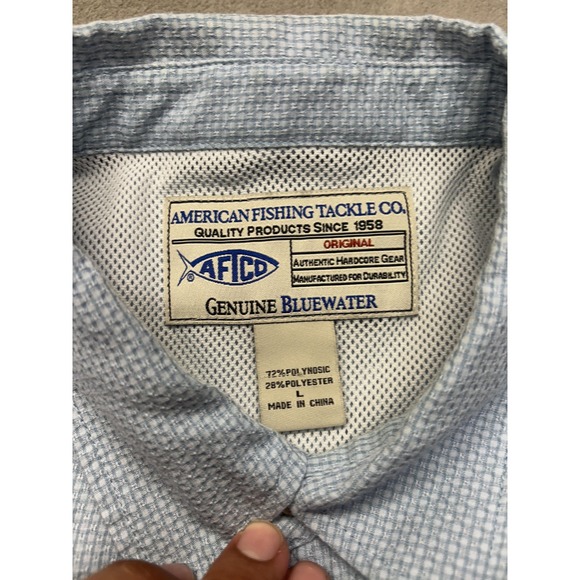 AFTCO Shirt Mens Large Fishing Button Down Let's Talk Hook Up Embroidered - Picture 5 of 11